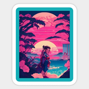 Synthwave japanese princess Sticker